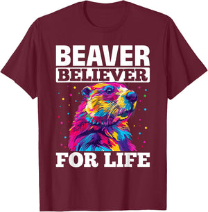 Funny Beaver Animal Beaver believer for life T-Shirt - T-Shirt | Maroon