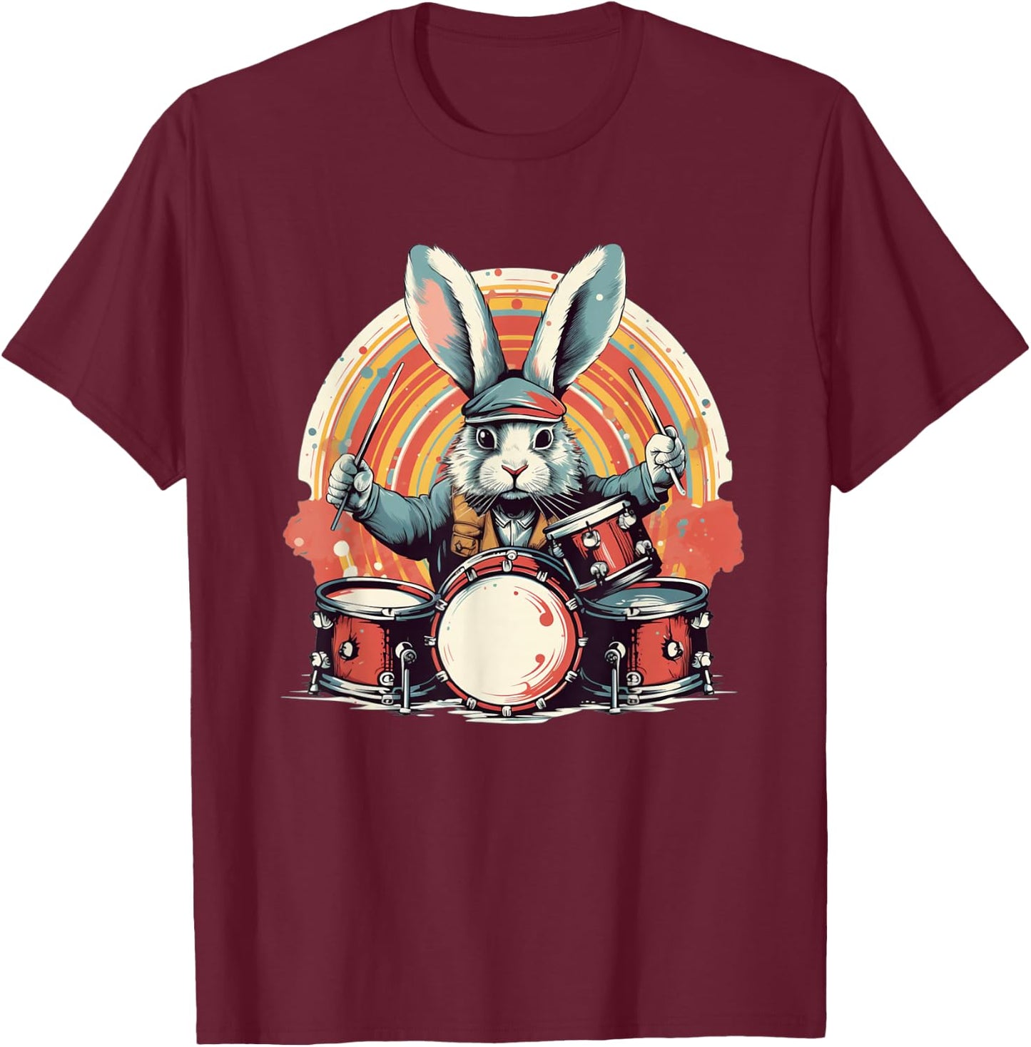 Cool hidden Easter eggs with this drummer bunny costume T-Shirt - T-Shirt | Maroon