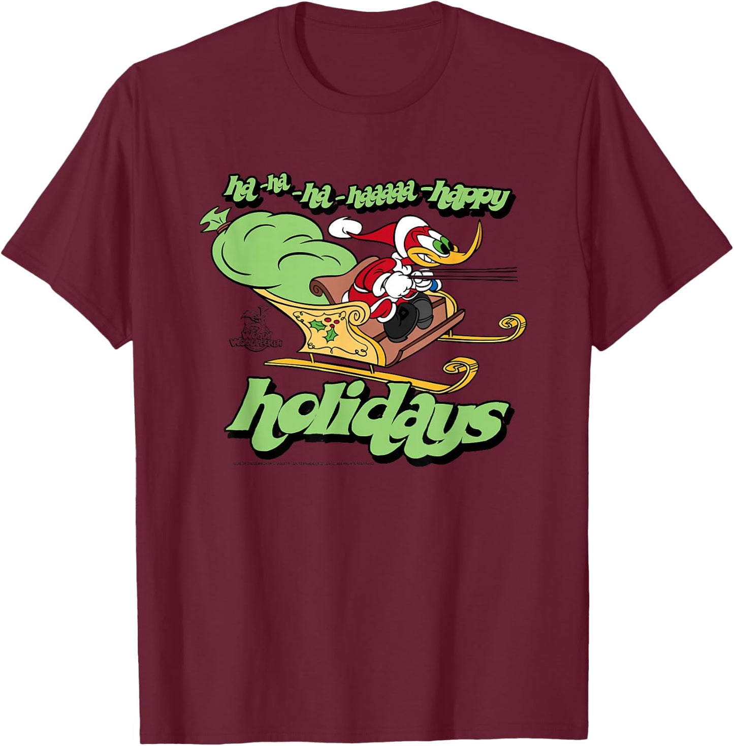 Woody Woodpecker -Kids Grey Holiday T-Shirt - T-Shirt | Maroon