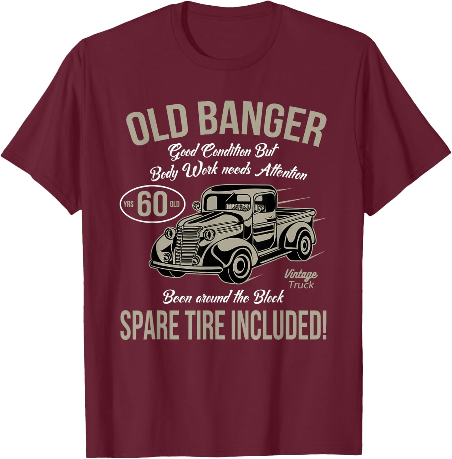 60th Birthday Vintage Old Banger 60 Years Old Men Gift Retro T-Shirt - T-Shirt | Maroon