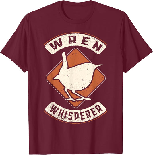 Wren Whisperer Vintage Classic Retro Animal Love T-Shirt - T-Shirt | Maroon
