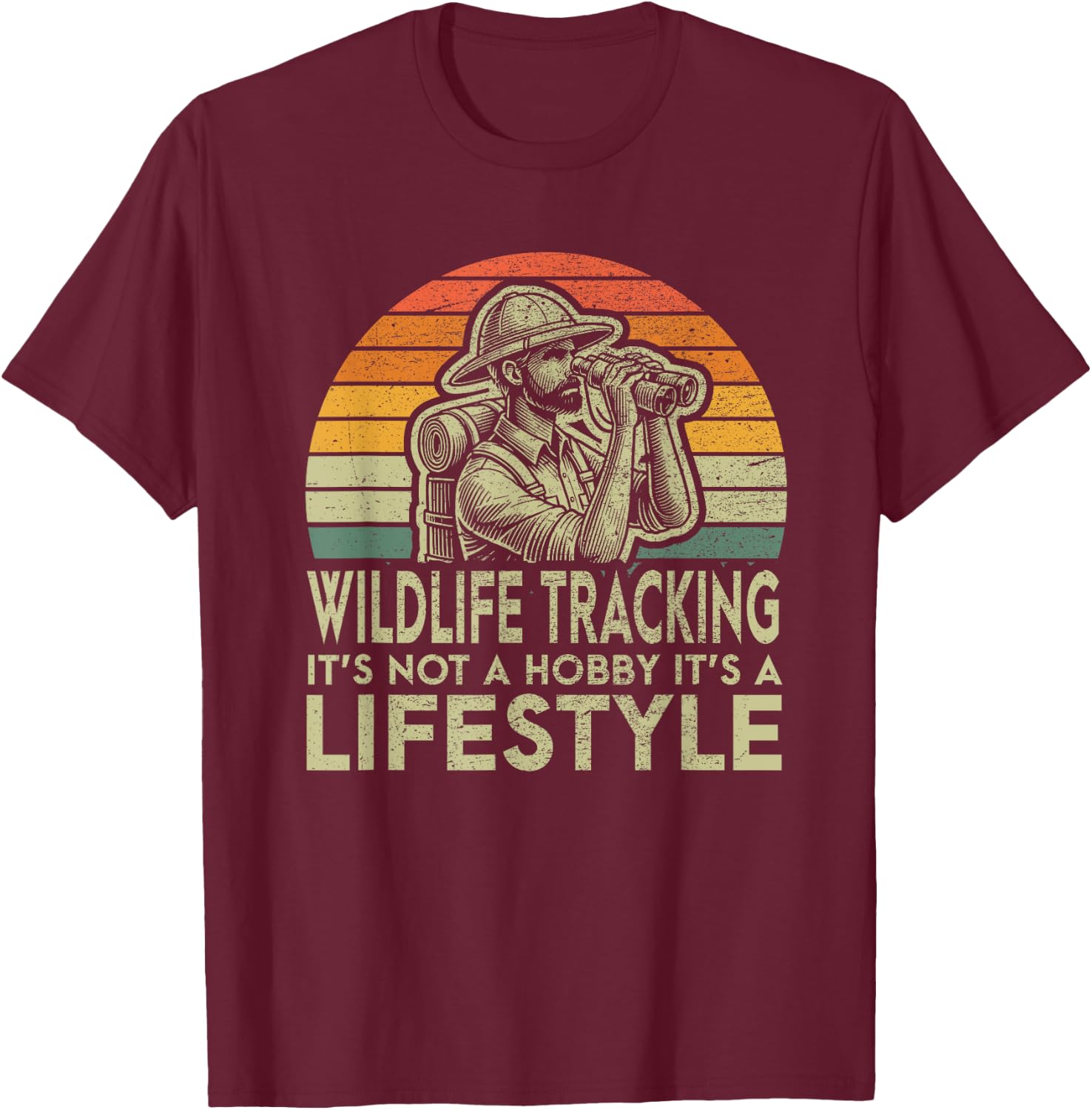 Retro Wildlife Tracking Lifestyle Wildlife Tracker T-Shirt - T-Shirt | Maroon