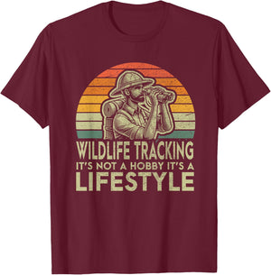 Retro Wildlife Tracking Lifestyle Wildlife Tracker T-Shirt - T-Shirt | Maroon