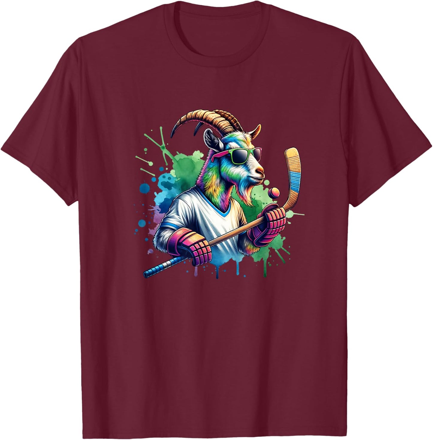 Unique Goat Ice Hockey Goalie Team Sports Design T-Shirt - T-Shirt | Maroon