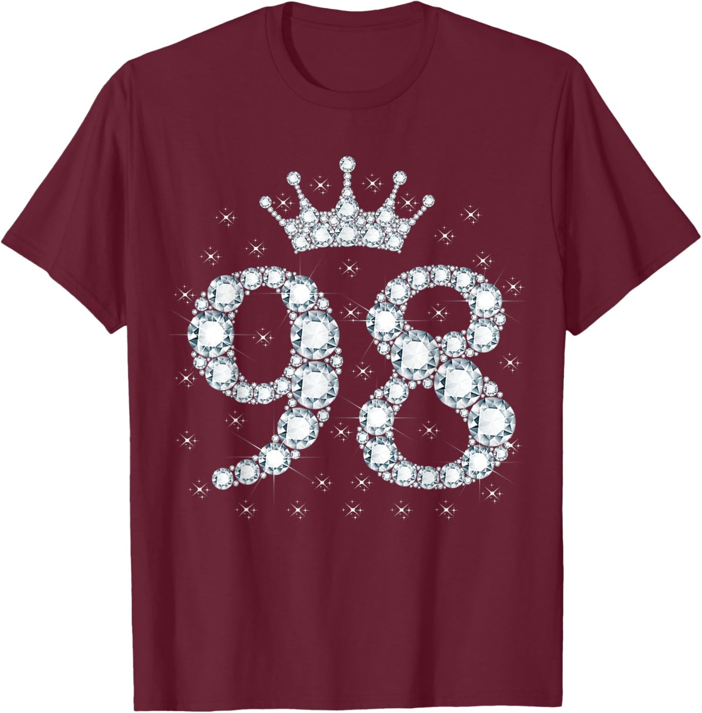 98 Crown 98 Years Old Happy 98th Birthday Girl Women T-Shirt - T-Shirt | Maroon