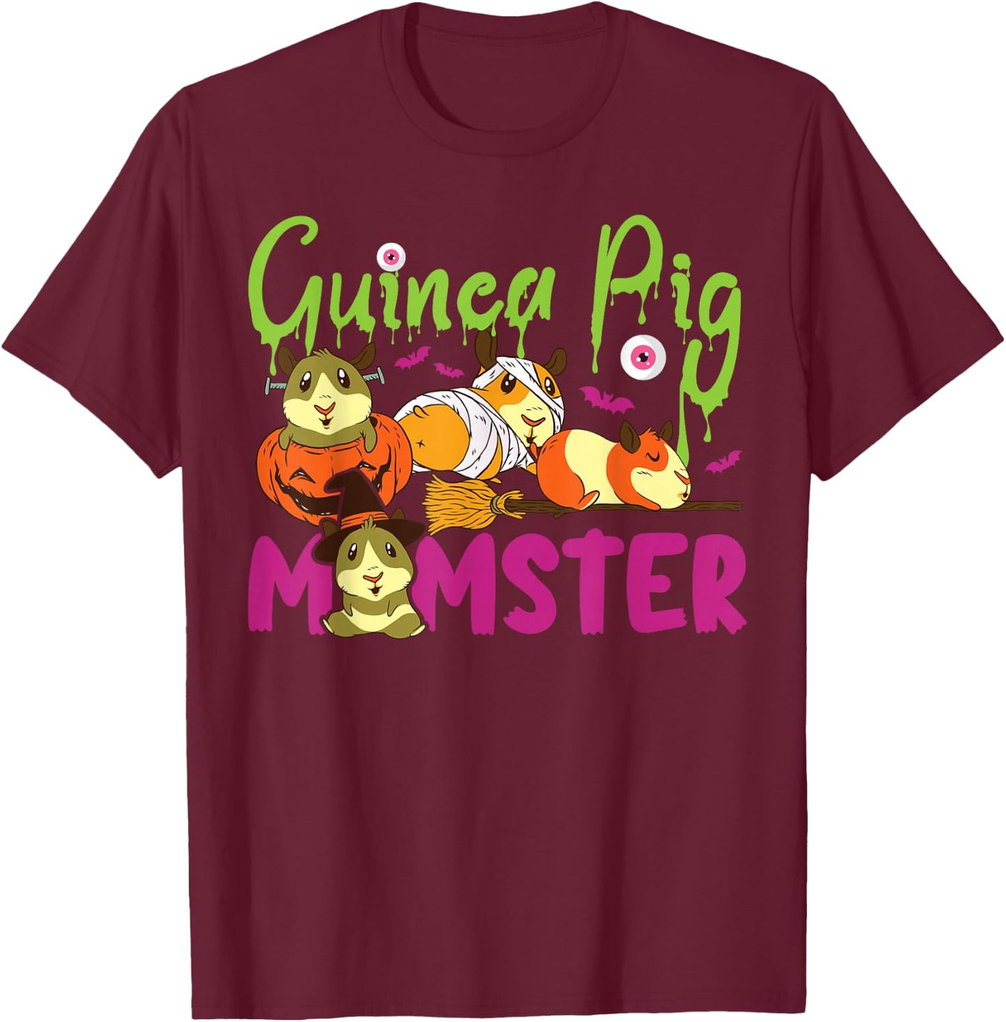 Guinea Pig Mom Halloween Guinea Pig Momster T-Shirt - T-Shirt | Maroon