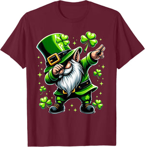 St Patricks Day Gnome Dabbing Gnomes Shamrock Men Women Kids T-Shirt - T-Shirt | Maroon
