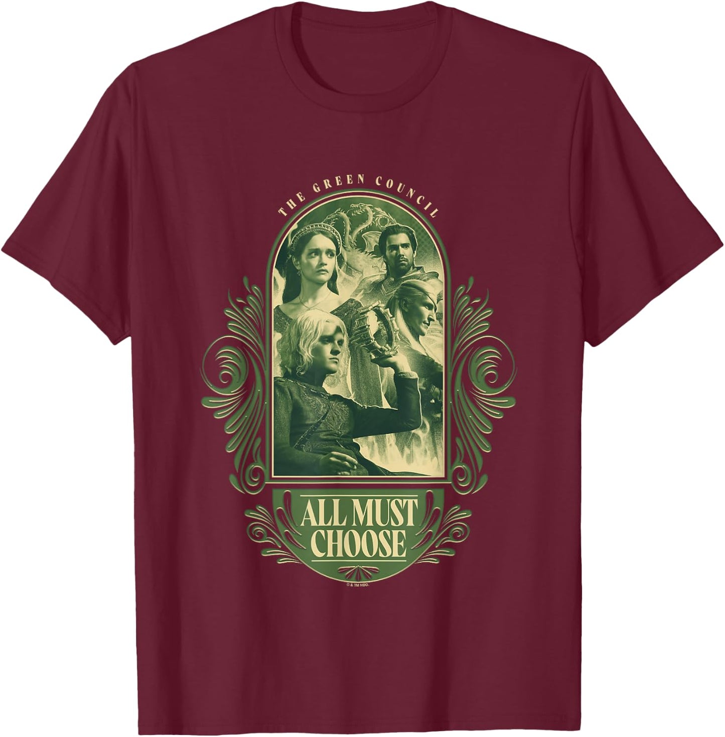 House of the Dragon The Green Council All Must Choose Retro T-Shirt - T-Shirt | Maroon