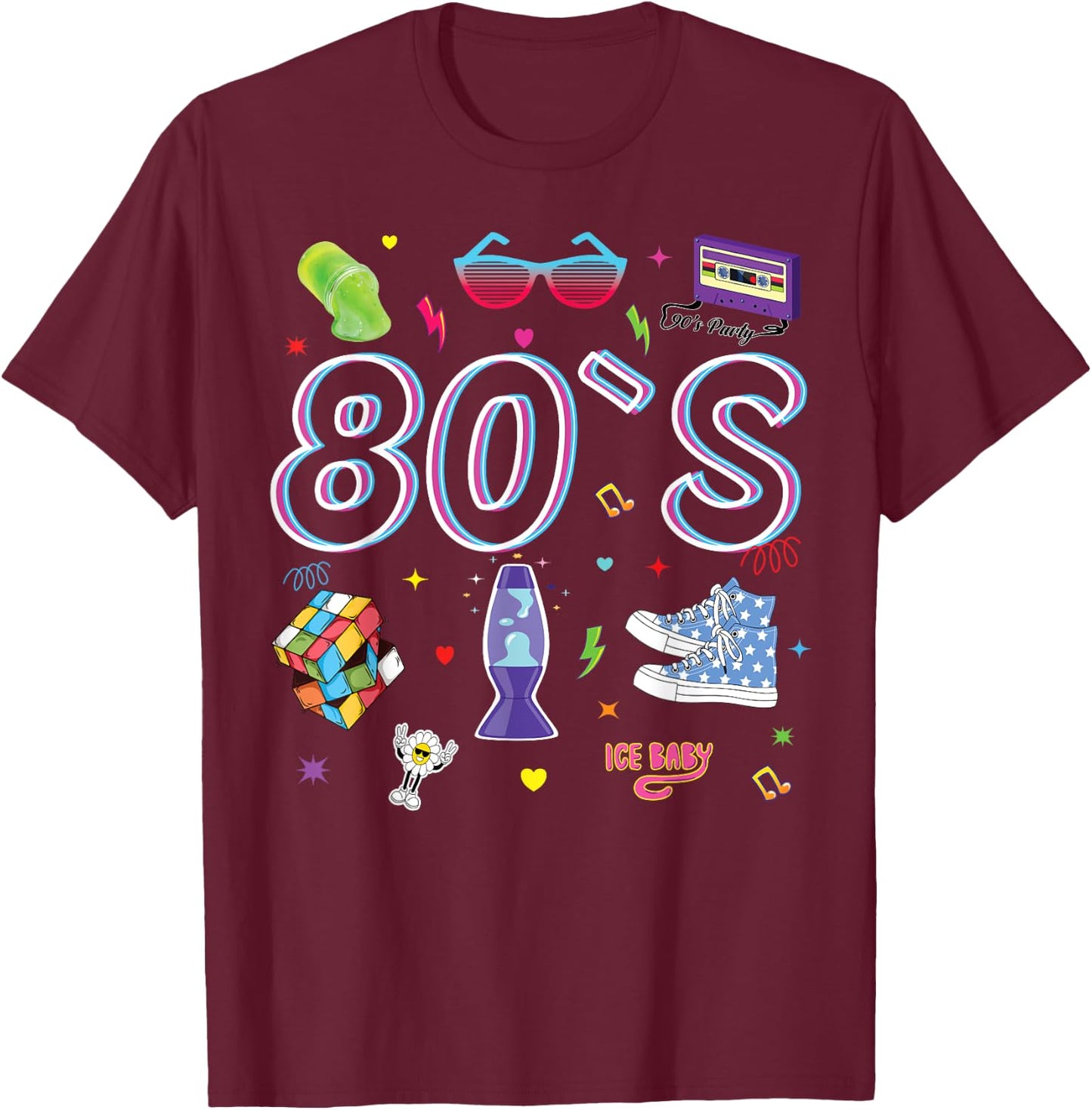80er Jahre Mottoparty 80er Jahre Kostüm - I love the 80s T-Shirt - T-Shirt | Maroon
