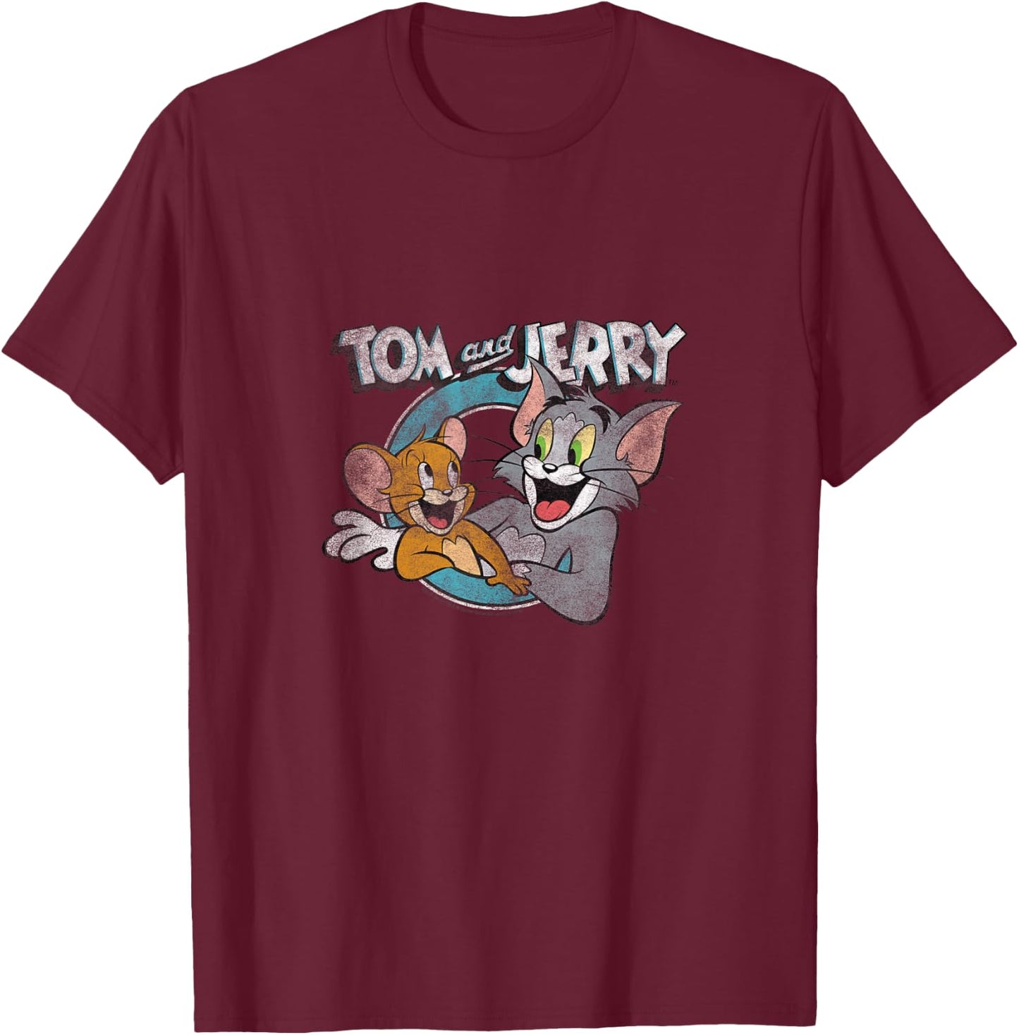 Tom and Jerry Classic Dynamic Duo Vintage T-Shirt - T-Shirt | Maroon