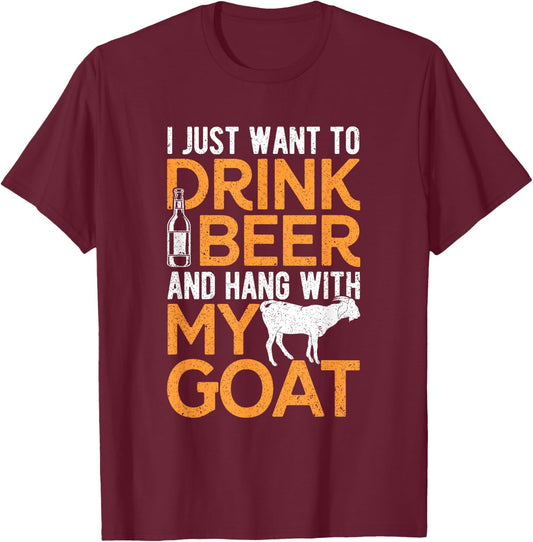 Hang With My Goat Dad Goat Father Goat Farmer Goat Owner T-Shirt - T-Shirt | Maroon