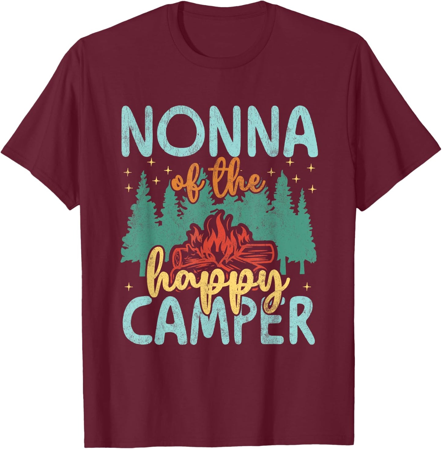 Nonna of Happy Camper 1st Birthday Party Retro Nonna T-Shirt - T-Shirt | Maroon