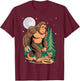Funny Chihuahua Bigfoot Dog Walking Dog Mom Dad Kids T-Shirt - T-Shirt | Maroon