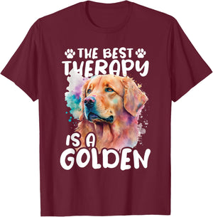 The Best Therapy Is A Golden - Dog Breeder Pet Puppy Trainer Women T-Shirt - T-Shirt | Maroon