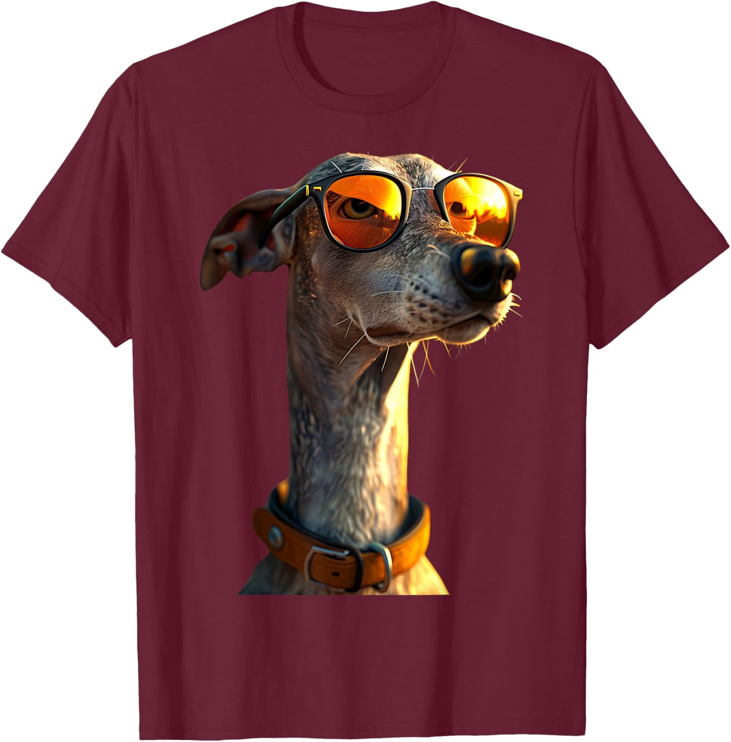 Windhund mit Sonnenbrille Hunde Liebe Greyhound Windhunde T-Shirt - T-Shirt | Maroon