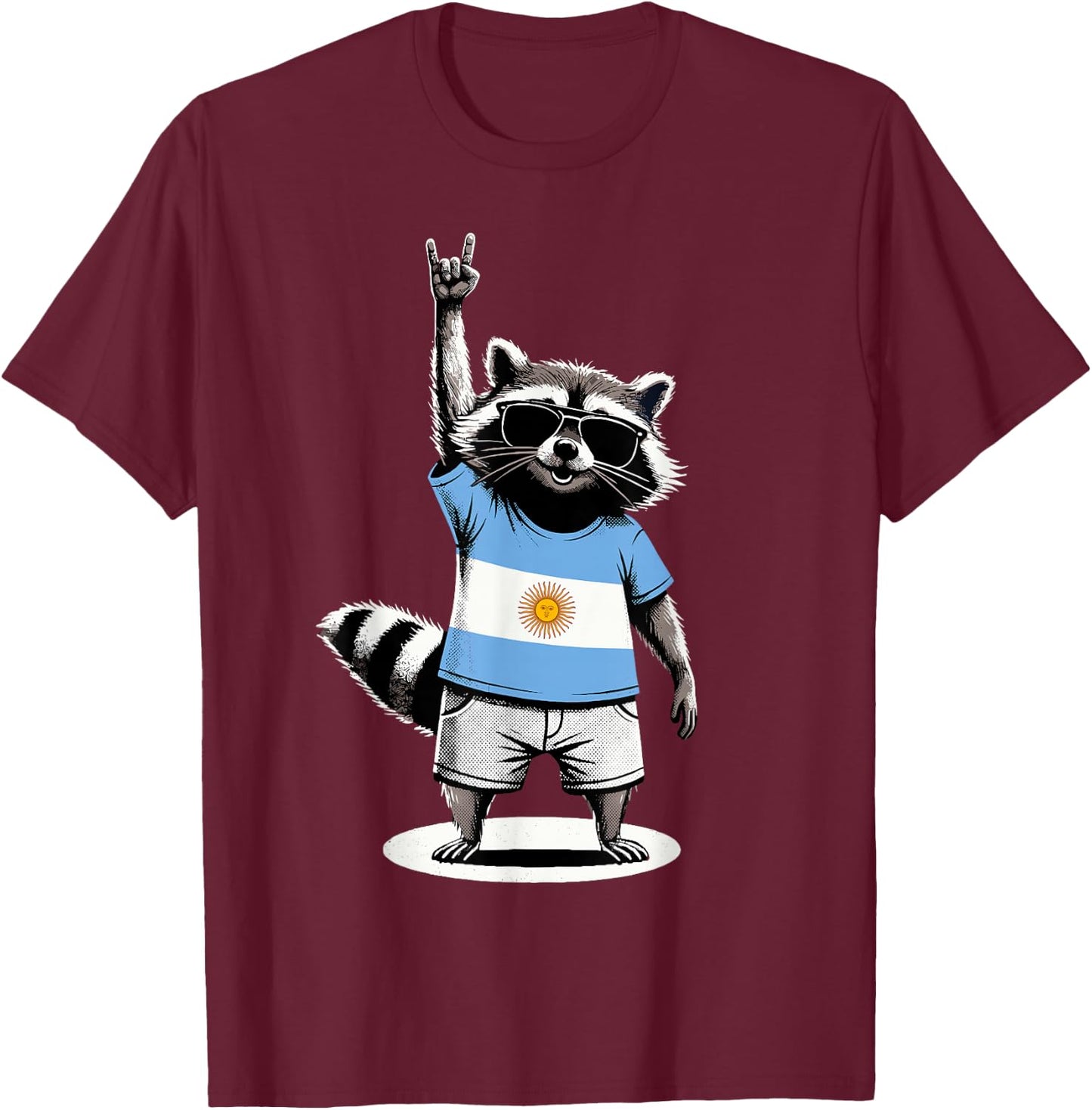 Argentinian Flag Raccoon Argentina T-Shirt - T-Shirt | Maroon