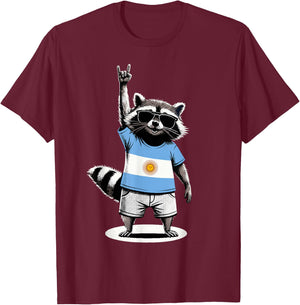 Argentinian Flag Raccoon Argentina T-Shirt - T-Shirt | Maroon