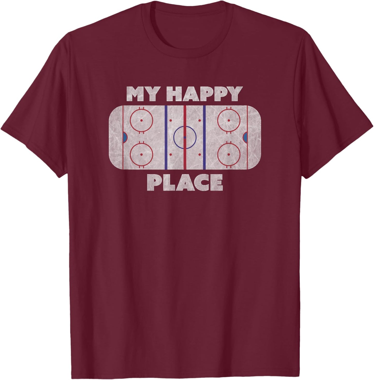 My Happy Place | Hockey, Figure & Speed Skating Rink T-Shirt - T-Shirt | Maroon