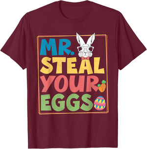 Funny Mr Steal Your Eggs Chick Easter Day Girls Boys Toddler T-Shirt - T-Shirt | Maroon