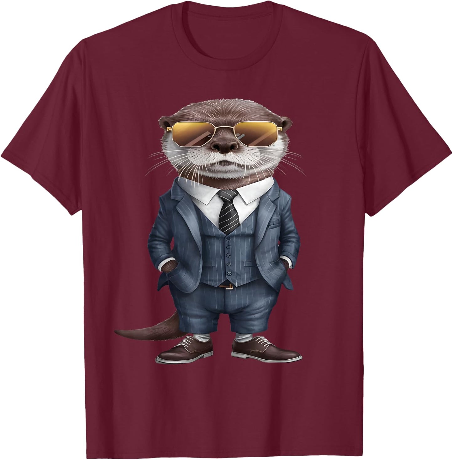 Otter Men Woman Otter In Suit Otter T-Shirt - T-Shirt | Maroon