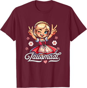 Kinder Trachtenshirt Damen Trachten Mädchen Lausmadl T-Shirt - T-Shirt | Maroon
