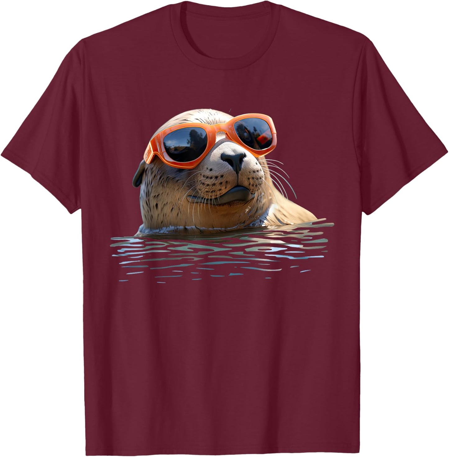 Seal with Sunglasses Seal Dog Seal Cute Seal , black T-Shirt - T-Shirt | Maroon