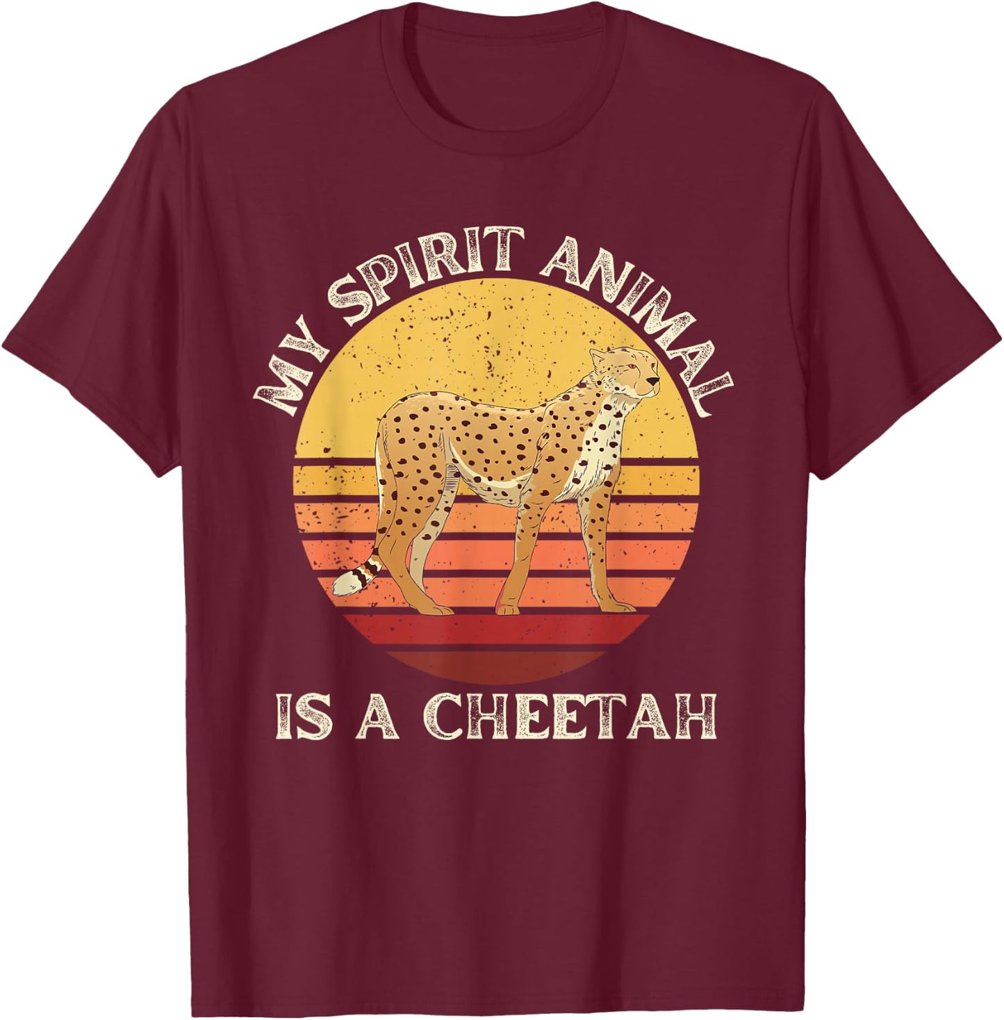 Vintage My Spirit Animal Is a Cheetah Lover Retro Cheetah T-Shirt - T-Shirt | Maroon