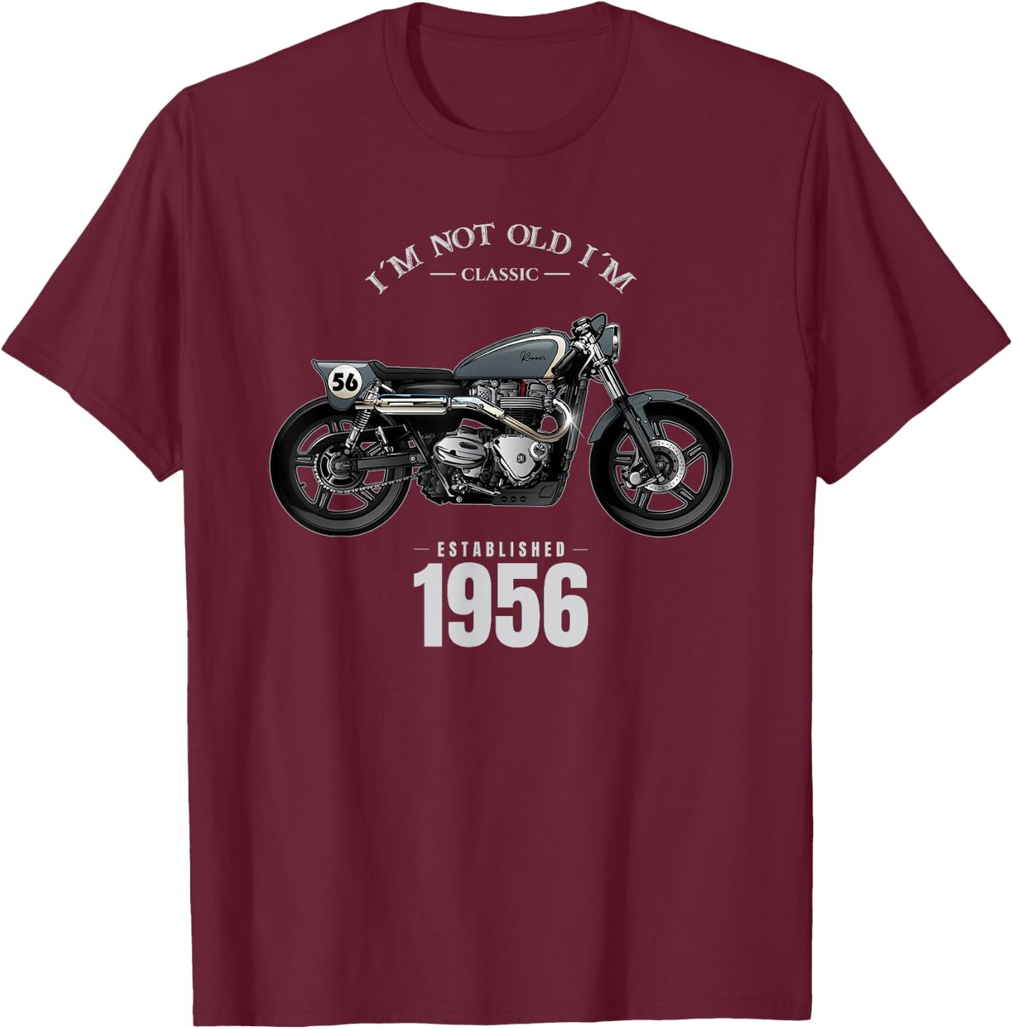 68th Birthday Man Motorcycle Biker Biker 1956 , Black, S T-Shirt - T-Shirt | Maroon