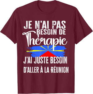 Reunion Island Gift 974 Therapy Flag Creole , Black, S T-Shirt - T-Shirt | Maroon