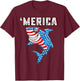 Merica American Flag Men Funny Boys Shark 4th of July T-Shirt - T-Shirt | Maroon