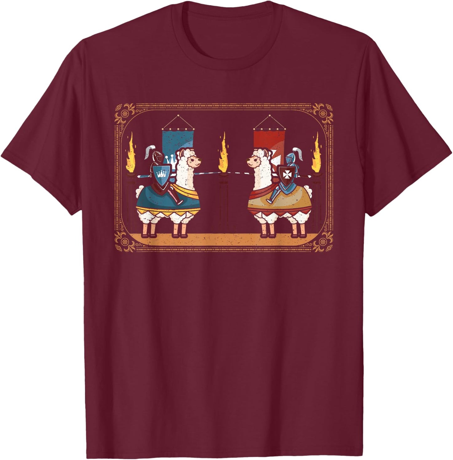 Ren Faire Medieval Lover Funny Knight Lama Llama Jousting T-Shirt - T-Shirt | Maroon
