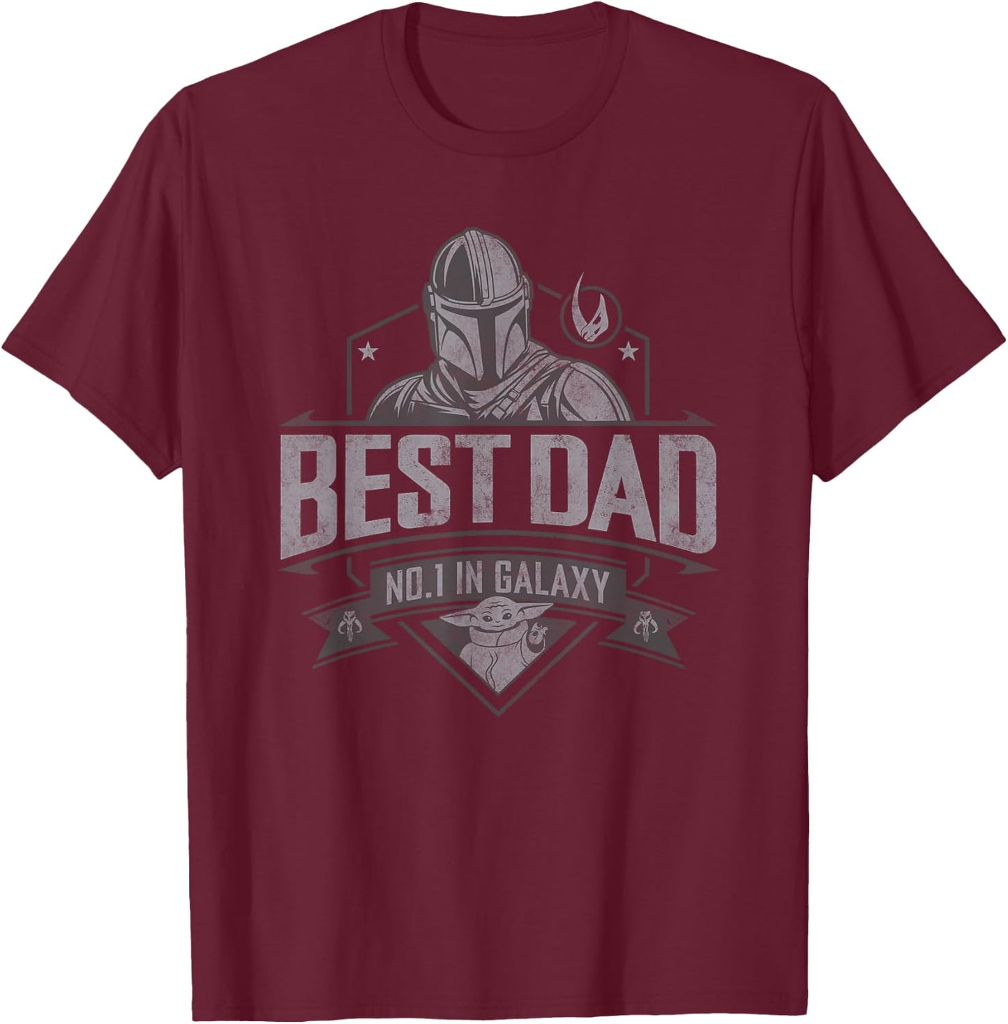 Star Wars Mandolorian Father's Day Best Dad Vater Papa T-Shirt - T-Shirt | Maroon