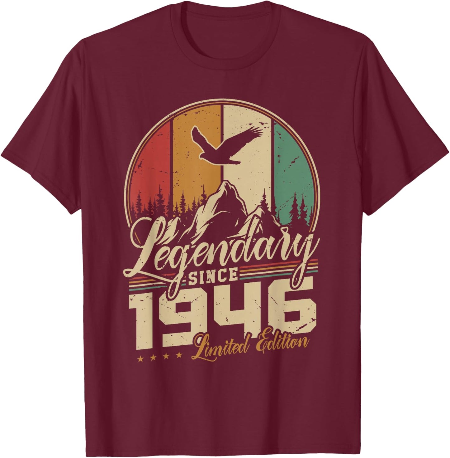 Légendaire Depuis 1946 Anniversaire 80 Ans Hommes Femmes T-Shirt - T-Shirt | Maroon
