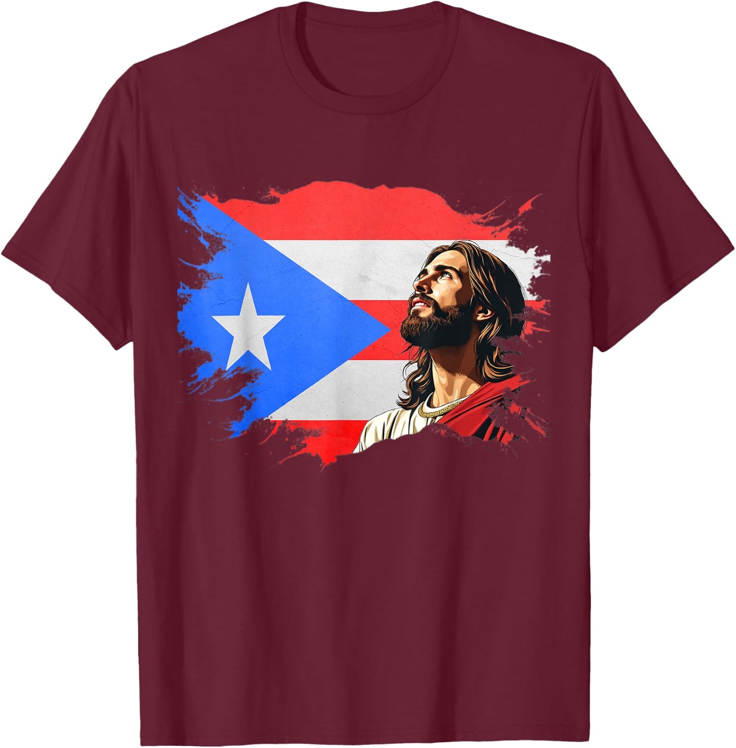 Puerto Rican Heritage Proud Christian T-Shirt - T-Shirt | Maroon