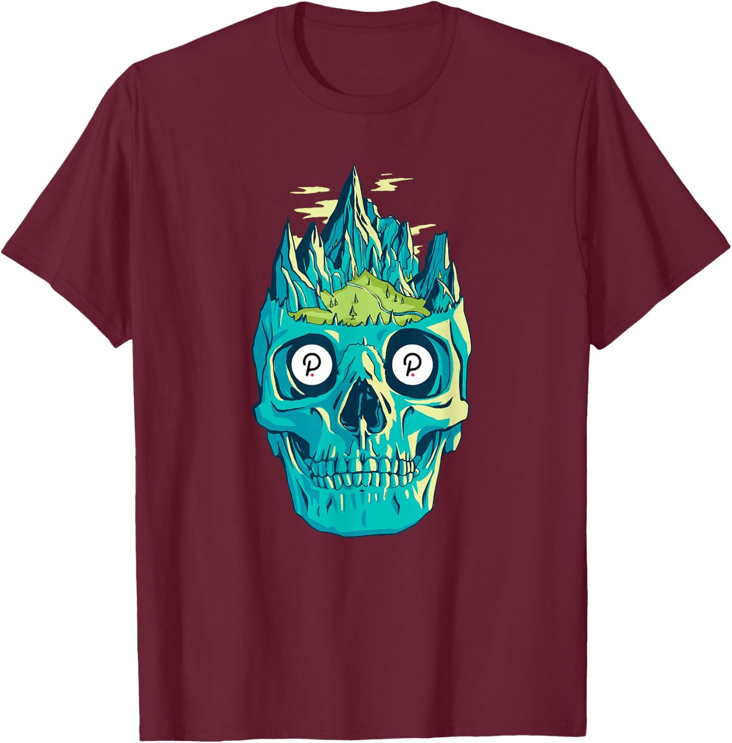 Polkadot Skull Art Crypto Trader Grunge Cool Cryptocurrency T-Shirt - T-Shirt | Maroon