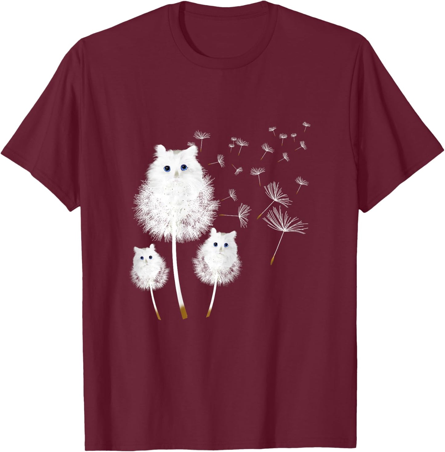 Cat Dandelion amazing Flower Cat lover design women girls T-Shirt - T-Shirt | Maroon