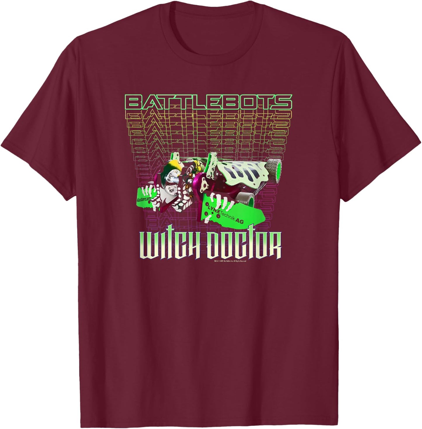 BattleBots Robot Witch Doctor Logo Stack T-Shirt - T-Shirt | Maroon