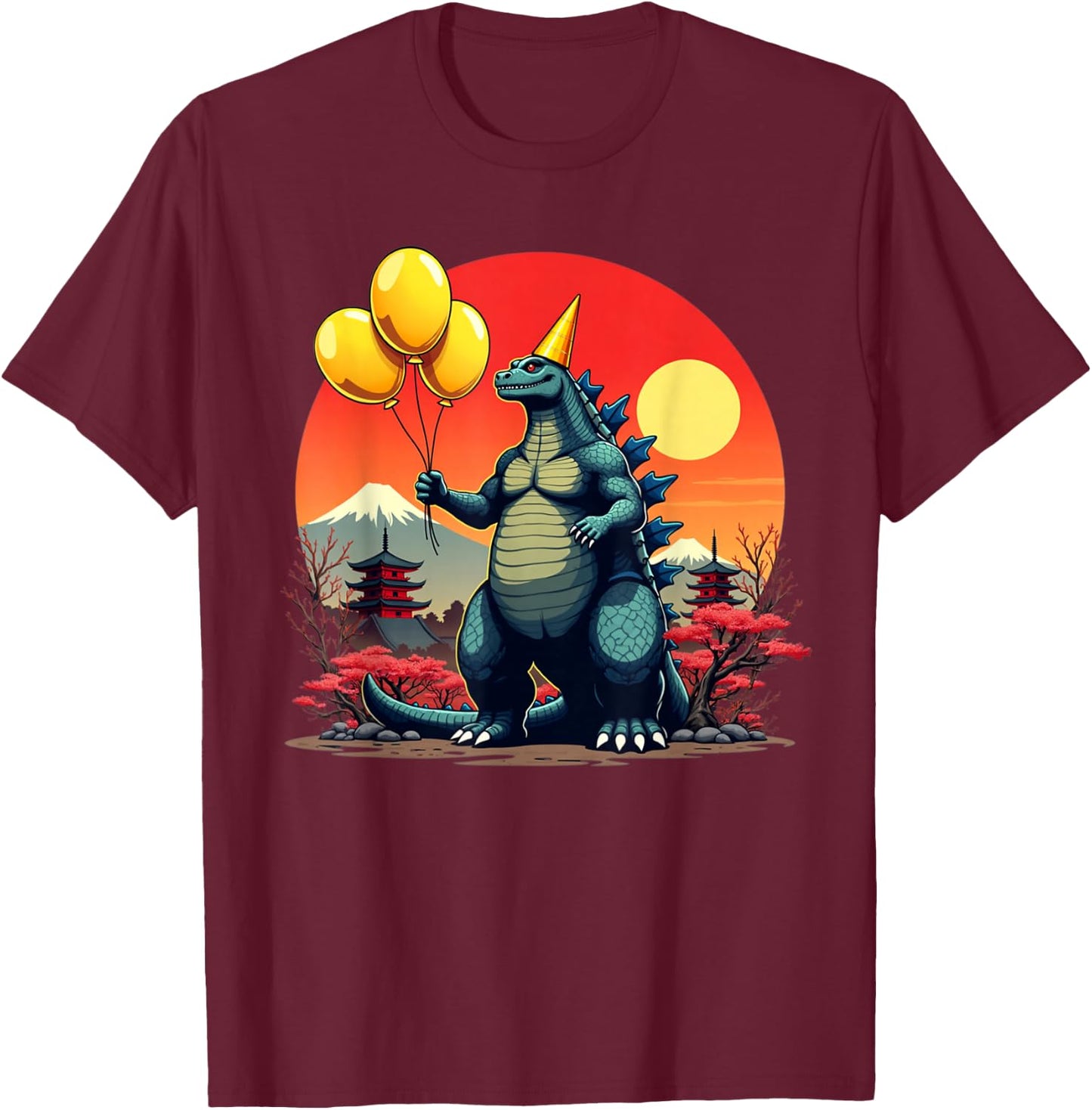 Kaiju Birthday Japan Monster Movie Bday Party Decorations T-Shirt - T-Shirt | Maroon
