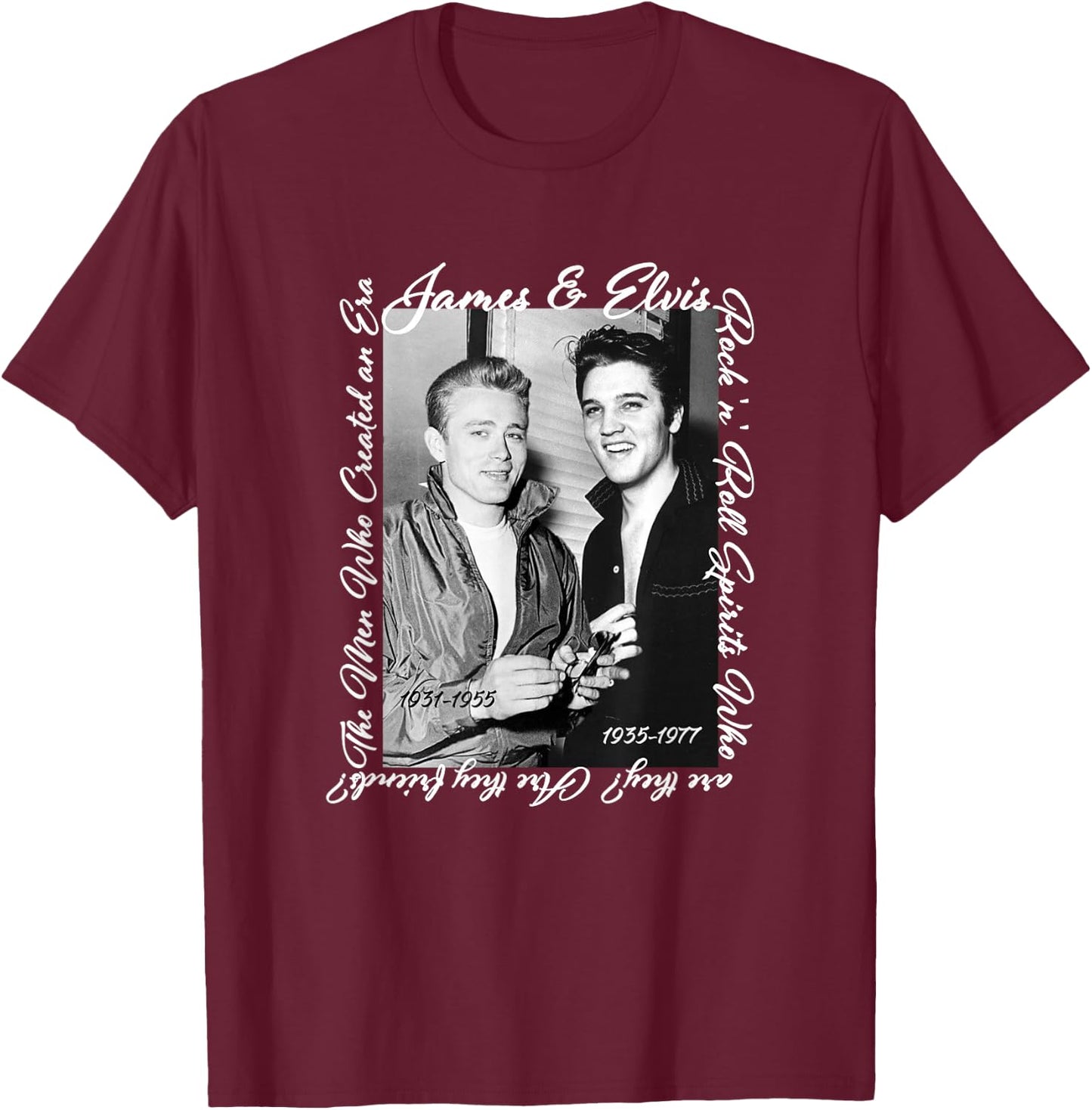 James Dean_Elvis Presley T-Shirt - T-Shirt | Maroon