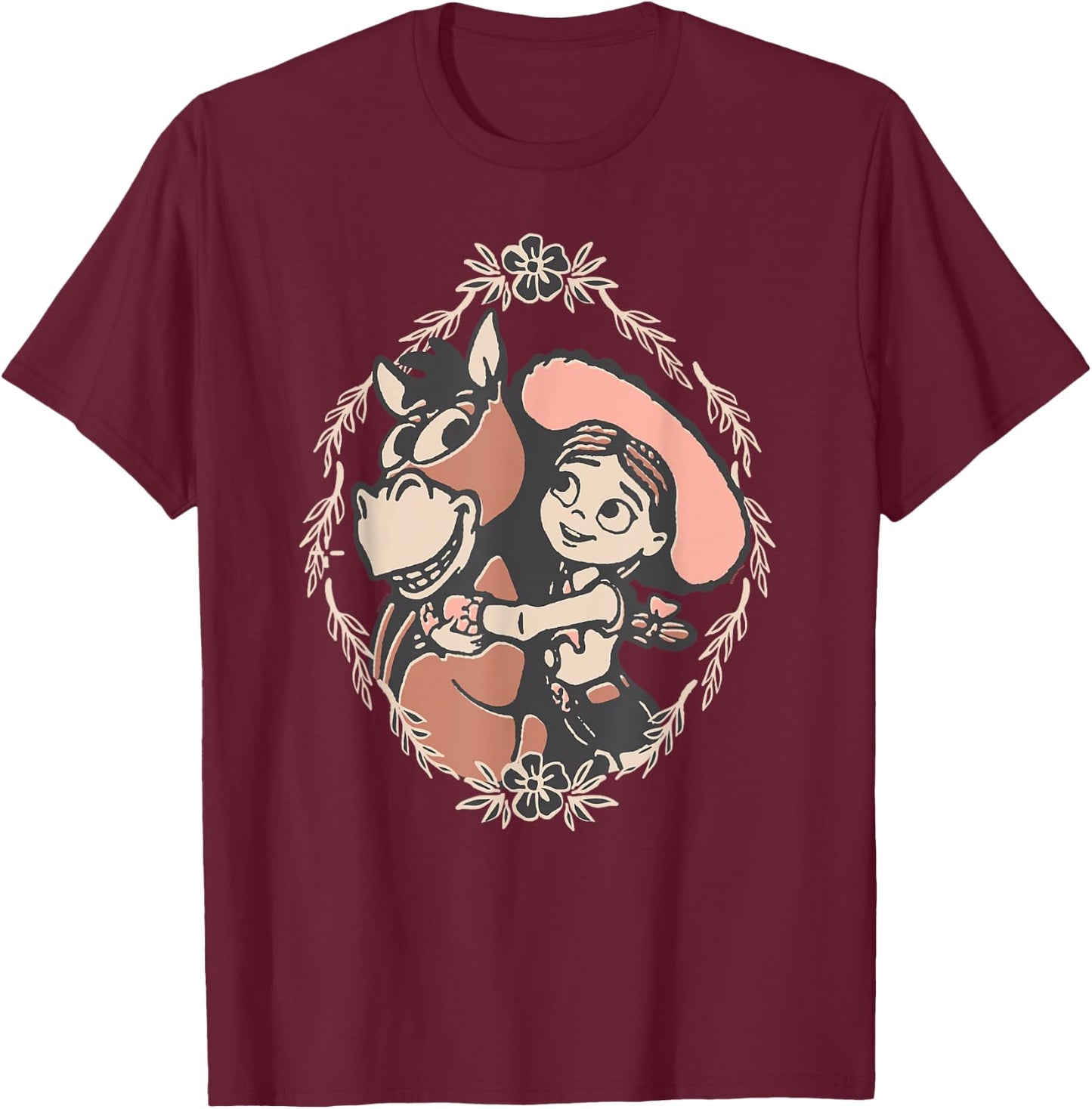 Disney and Pixar's Toy Story 5 Jessie Hugging Bullseye T-Shirt - T-Shirt | Maroon