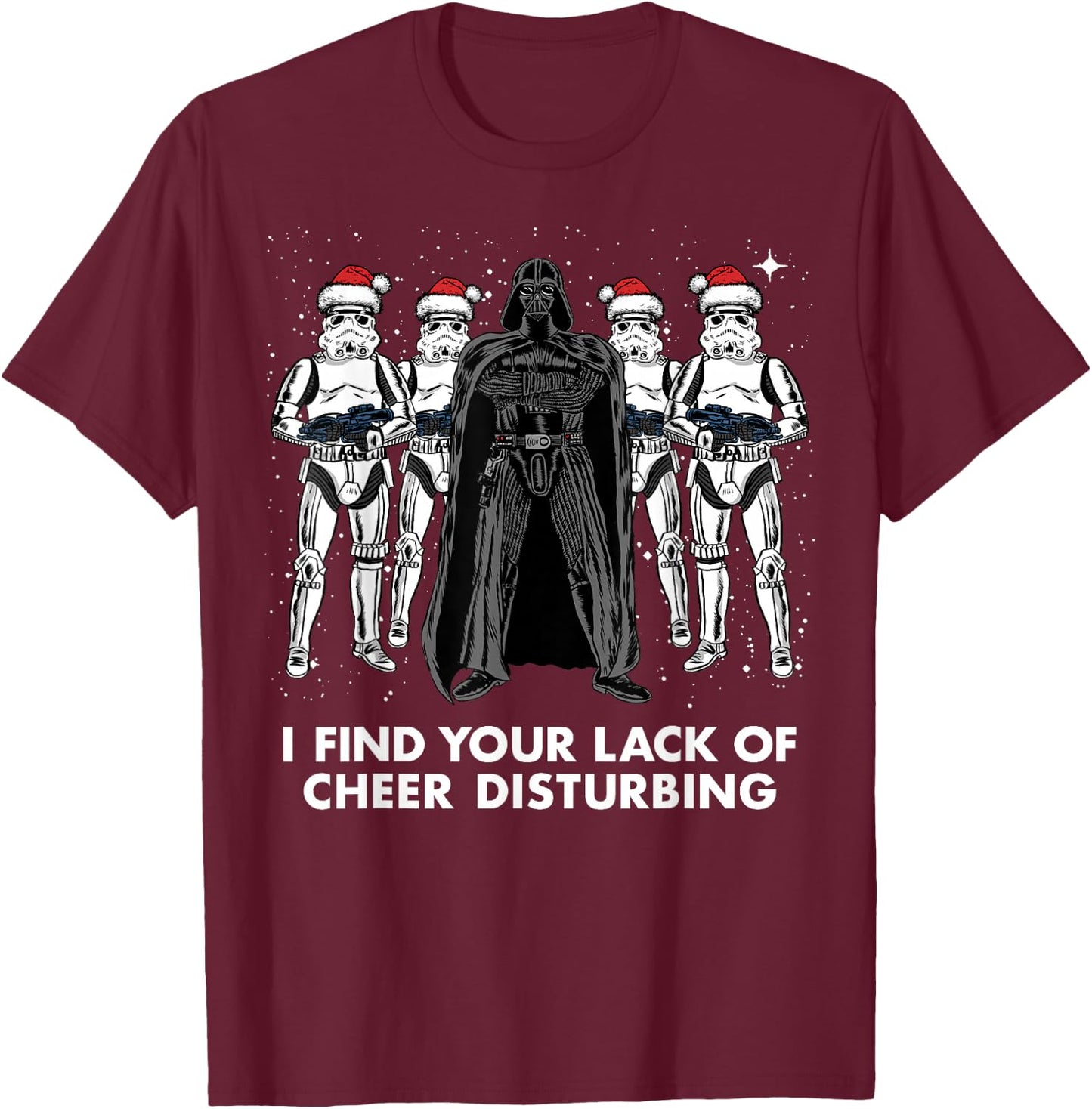 Star Wars Vader Trooper Lack Cheer Christmas Graphic T-Shirt - T-Shirt | Maroon
