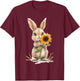 Bunny Sunflower T-Shirt - T-Shirt | Maroon