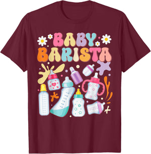 Funny Baby Barista: Milk Bottle NICU Nurse T-Shirt - T-Shirt | Maroon