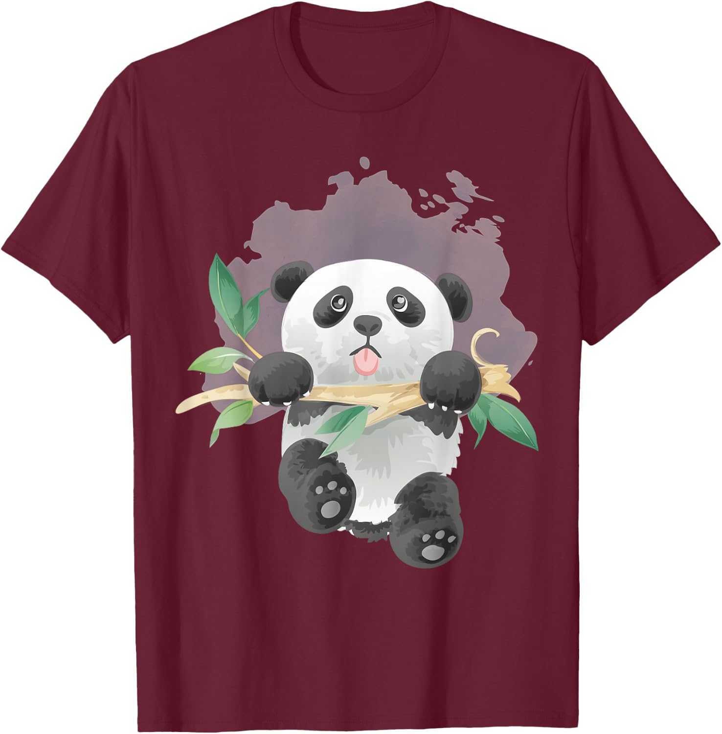 Watercolor Panda T-Shirt - T-Shirt | Maroon