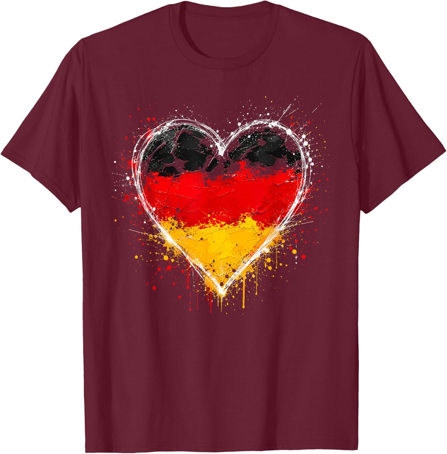 Deutschland Flagge Herz T-Shirt - T-Shirt | Maroon