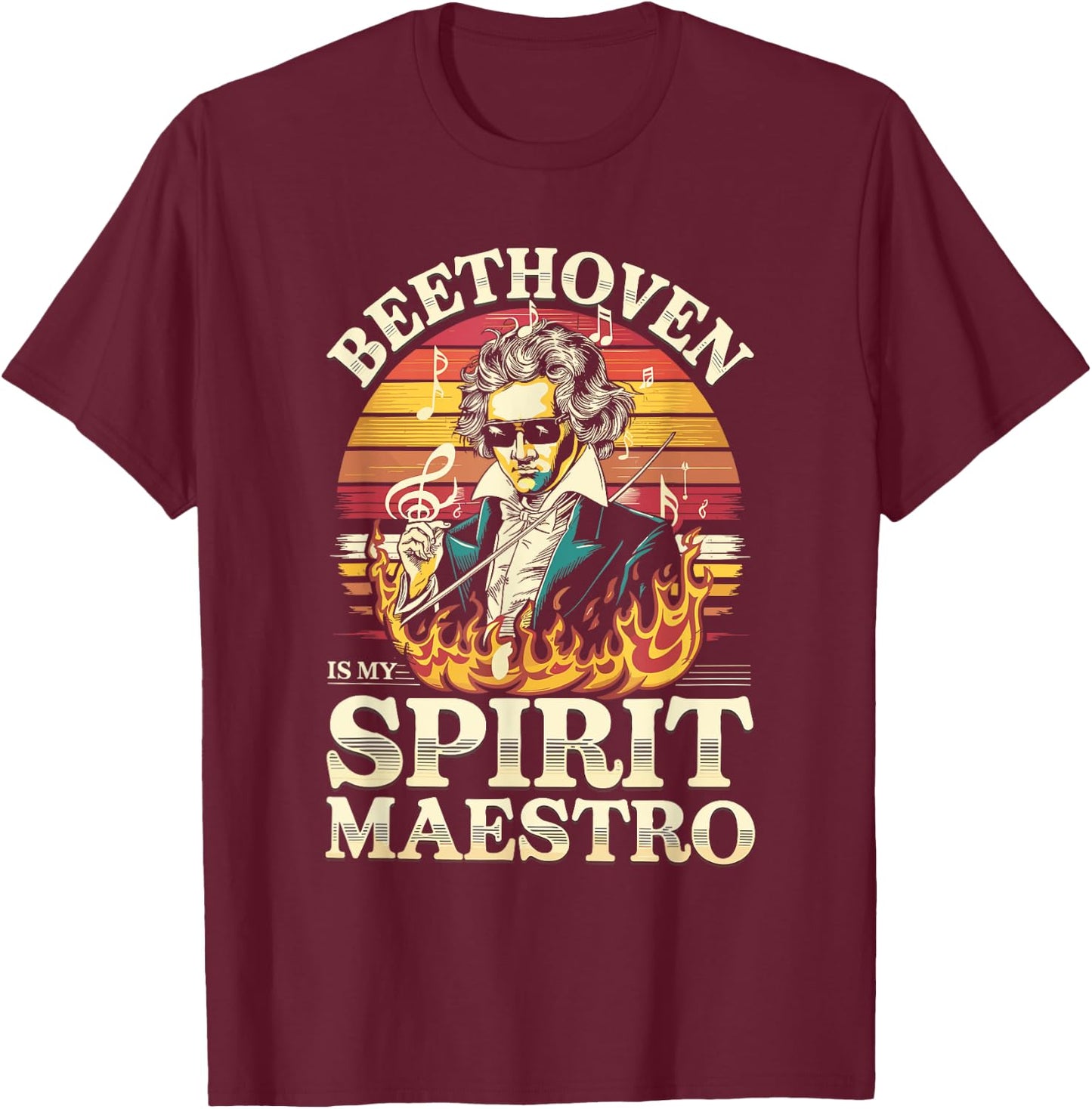 Ludwig Van Beethoven Spirit Maestro, Funny Classical Music T-Shirt - T-Shirt | Maroon