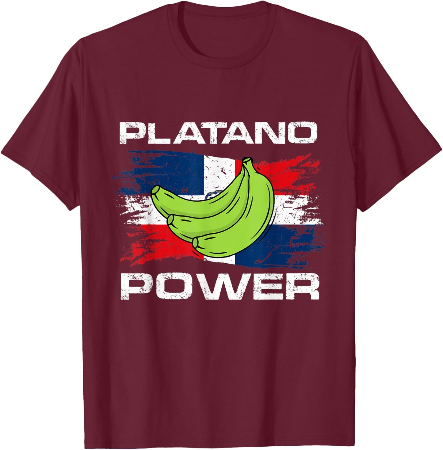 platano power dominican republic flag Design T-Shirt - T-Shirt | Maroon