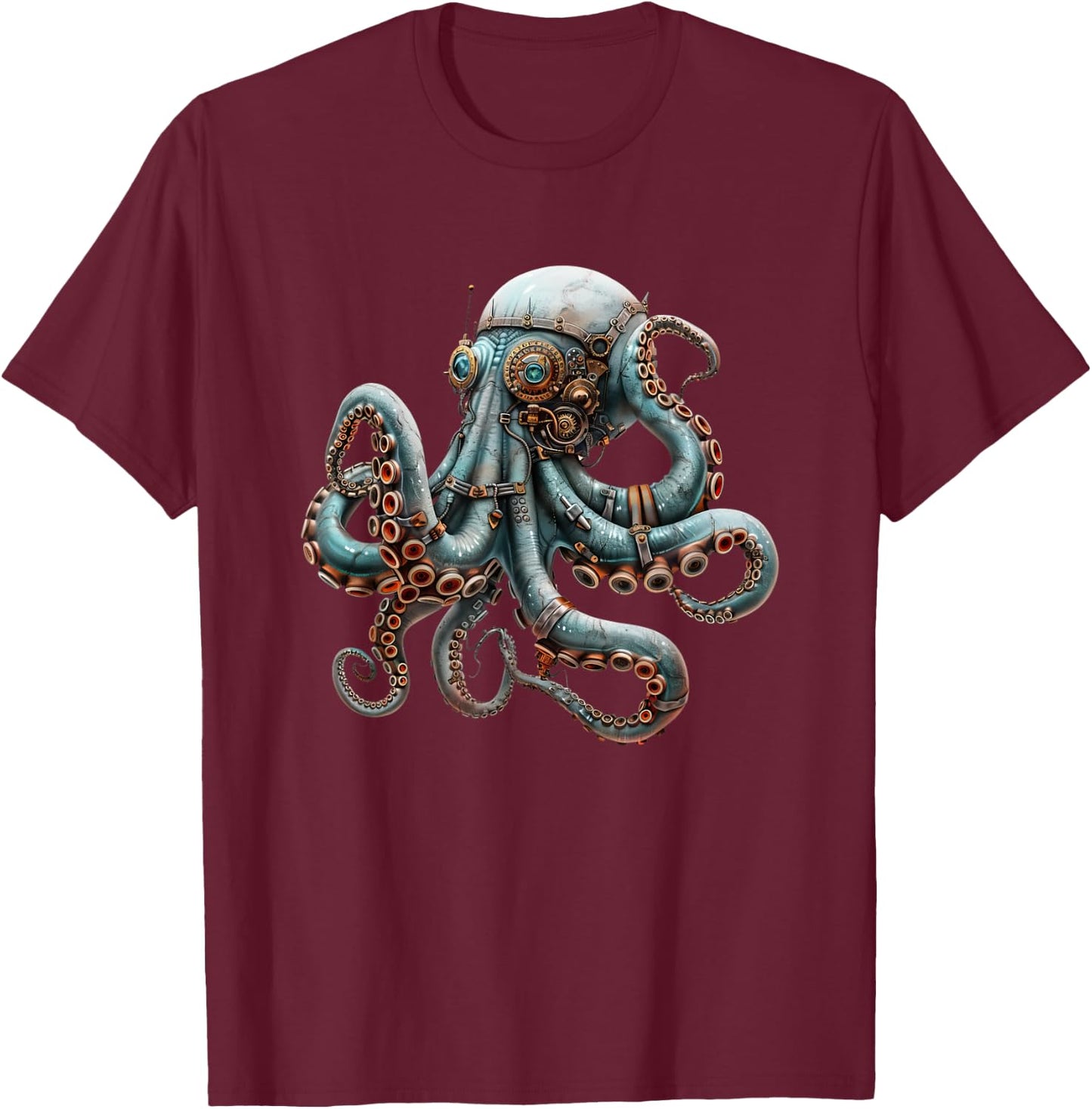 Steampunk Pieuvre Vintage Art Hommes Femmes Enfants Rétro T-Shirt - T-Shirt | Maroon