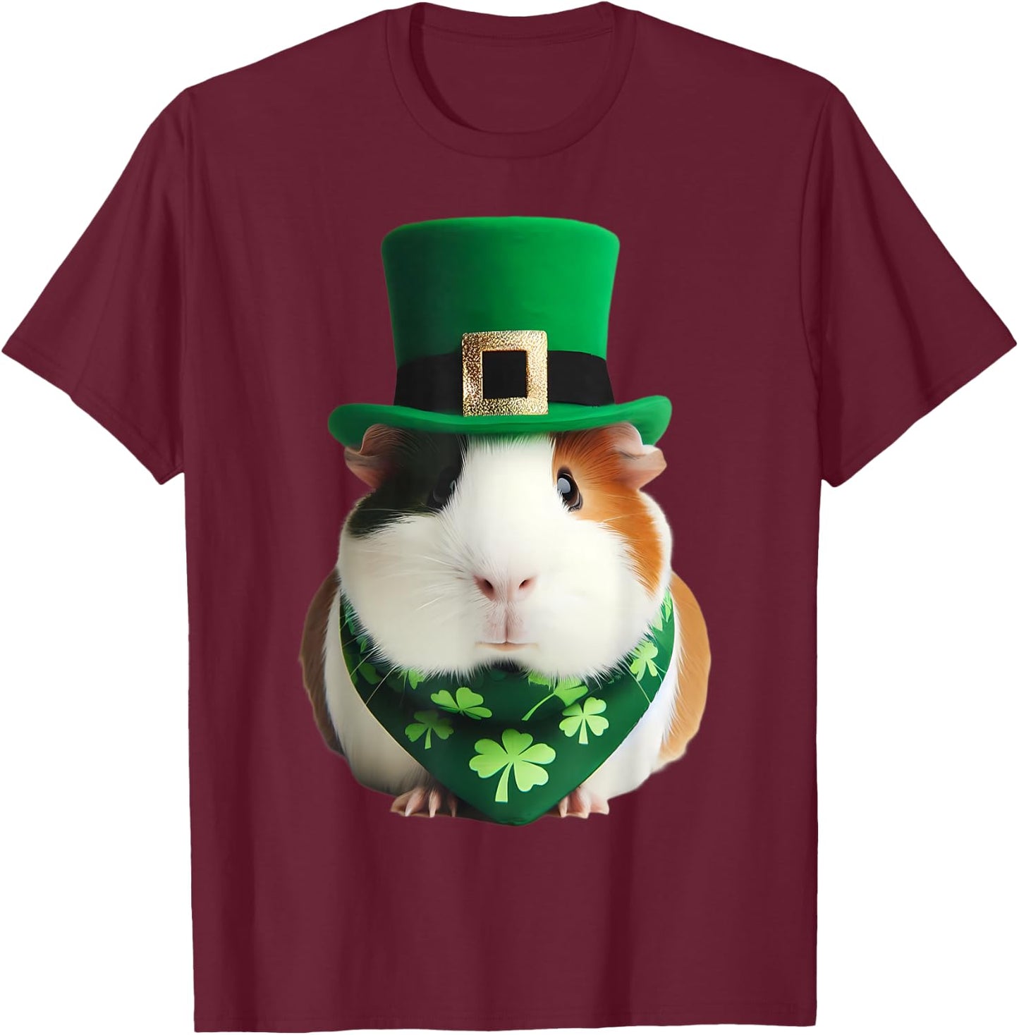 St Patrick's Day Guinea Pig Pet Owner Lover Cute Irish Green T-Shirt - T-Shirt | Maroon
