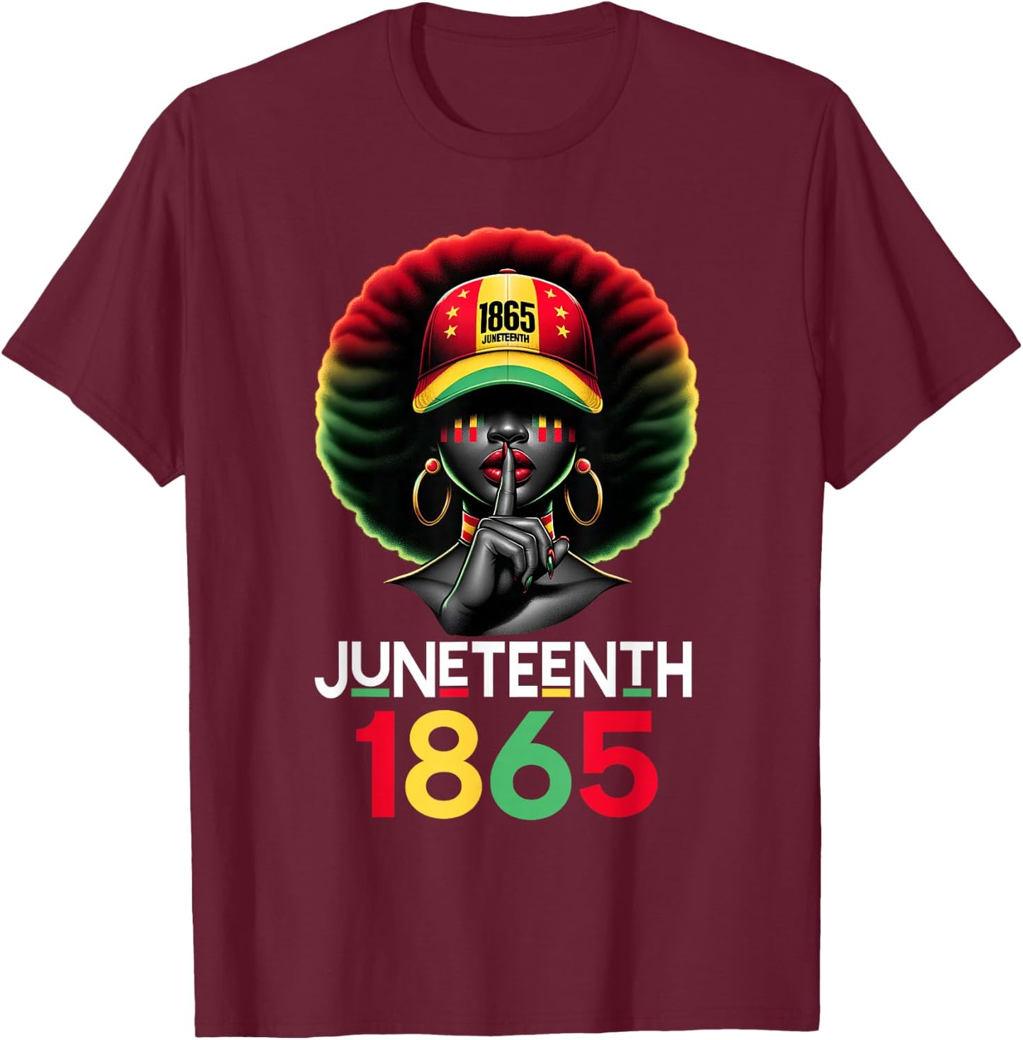Juneteenth 1865 Celebrate Freedom Celebrating Black Women T-Shirt - T-Shirt | Maroon
